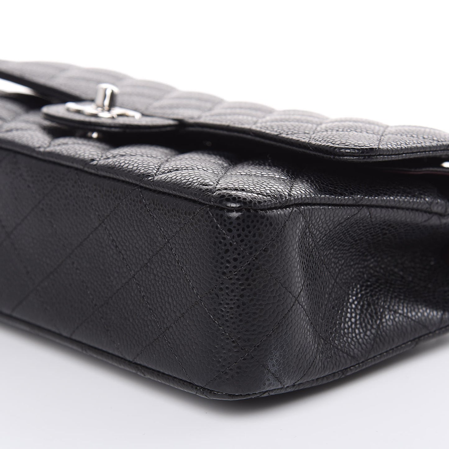 Caviar Quilted Medium Double Flap Black