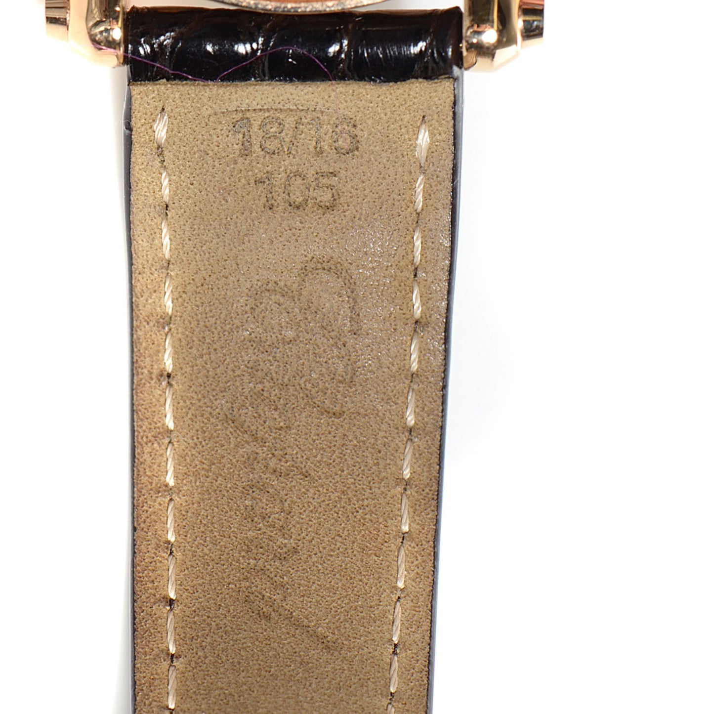 18K Rose Gold Alligator 7 Diamond 36mm Happy Sport Quartz Watch Champagne