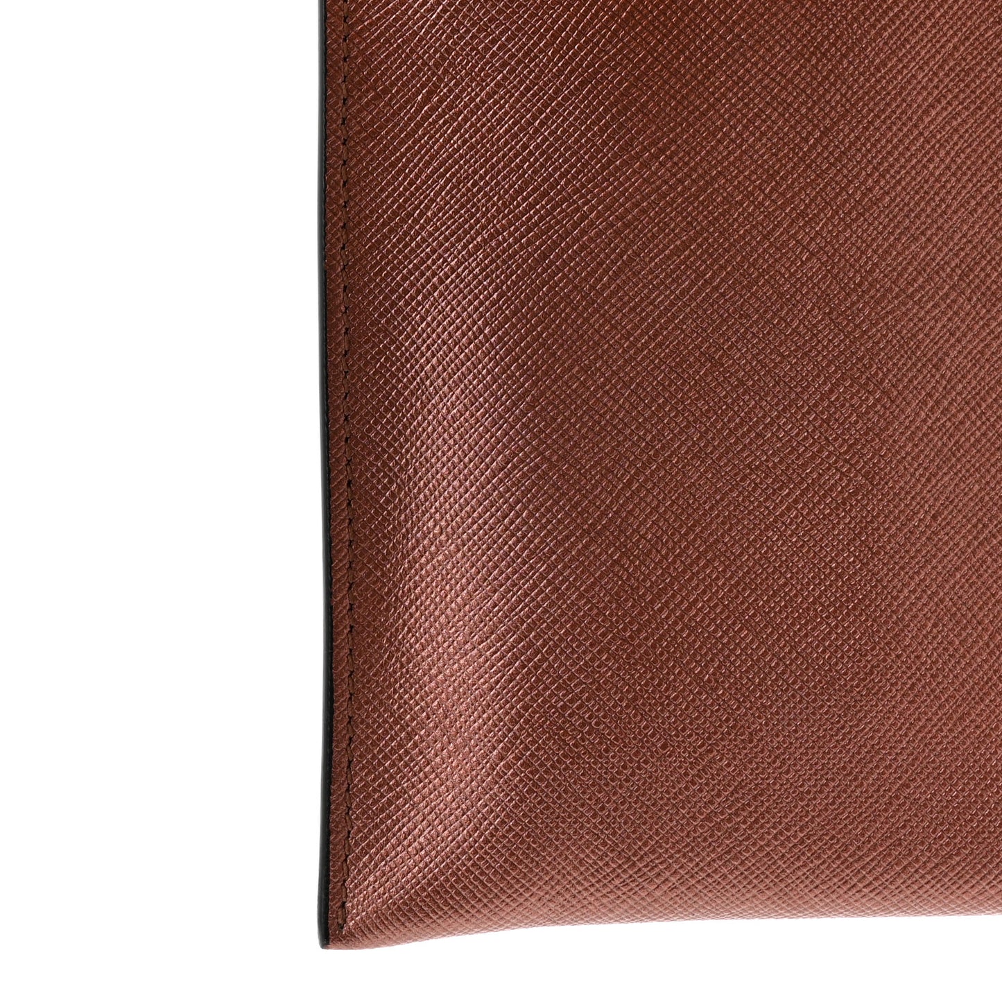 Metallic Saffiano Small Flat Pouch Antico Mordore