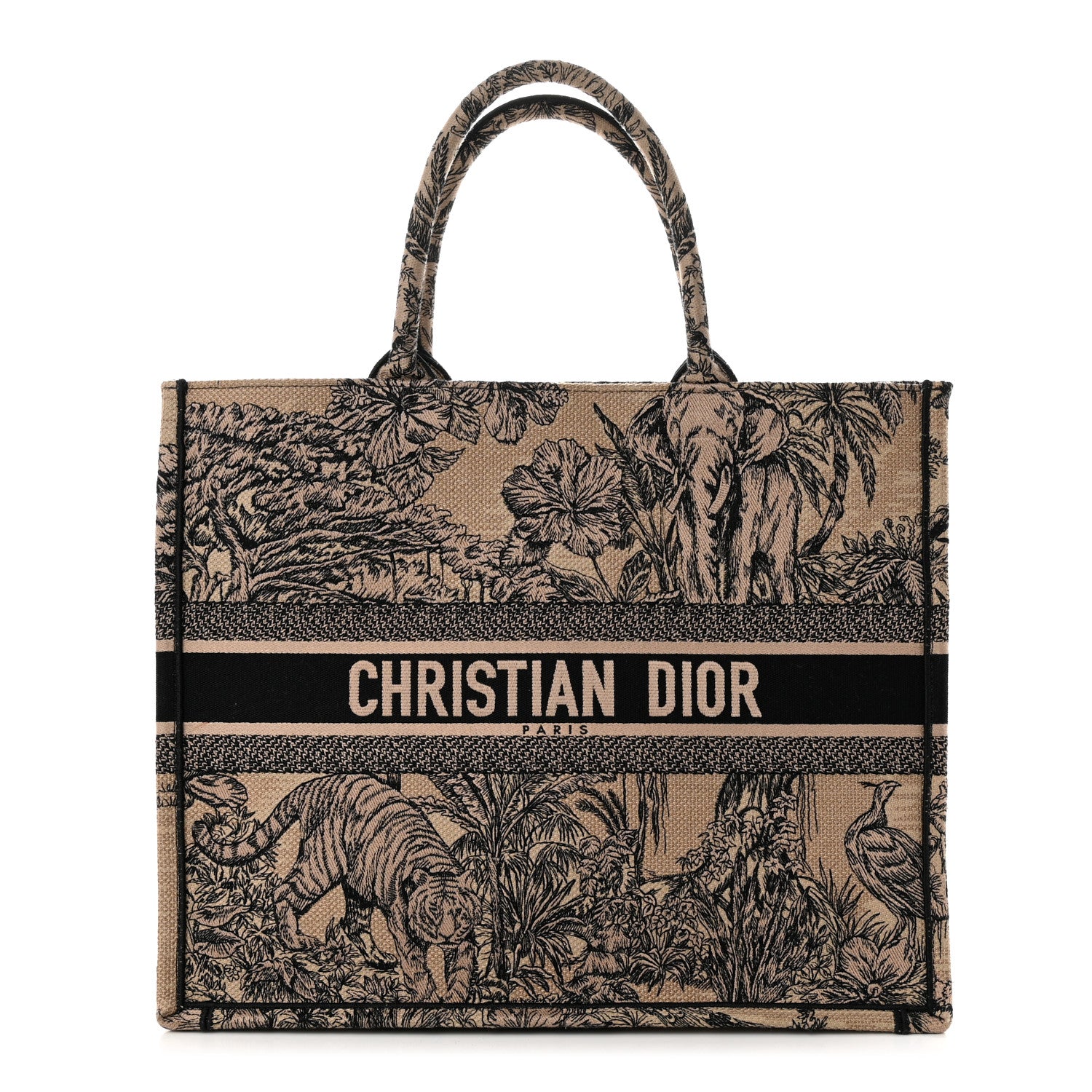 Christian Dior Canvas Embroidered Large Dioriviera Toile De Jouy Book Tote Black 1 of 10