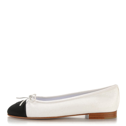 Chanel Fabric Cap Toe Ballerina Flats 39 White Black 1 of 7