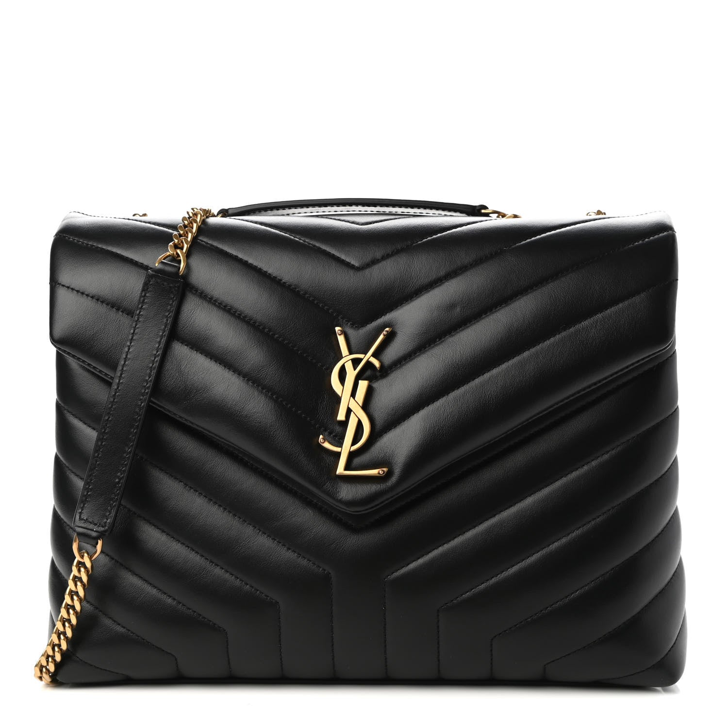 Saint Laurent Calfskin Y Quilted Monogram Medium Loulou Chain Satchel Black 1 of 10