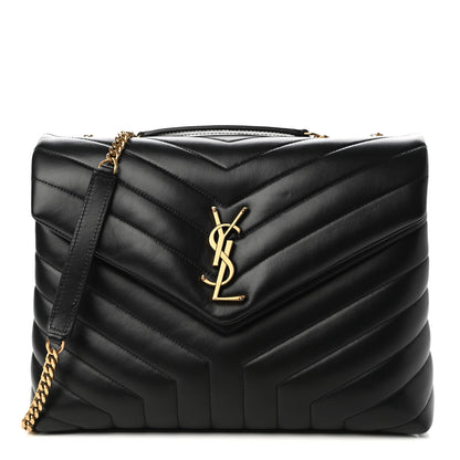 Saint Laurent Calfskin Y Quilted Monogram Medium Loulou Chain Satchel Black 1 of 10