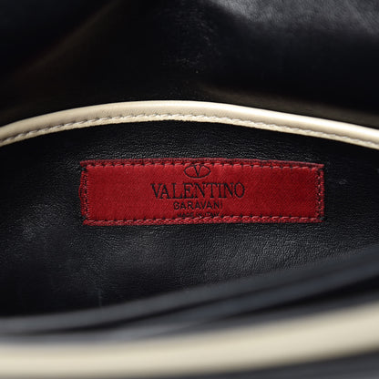 Valentino Garavani Nappa Striped My Rockstud Clutch Black Light Ivory 5 of 12