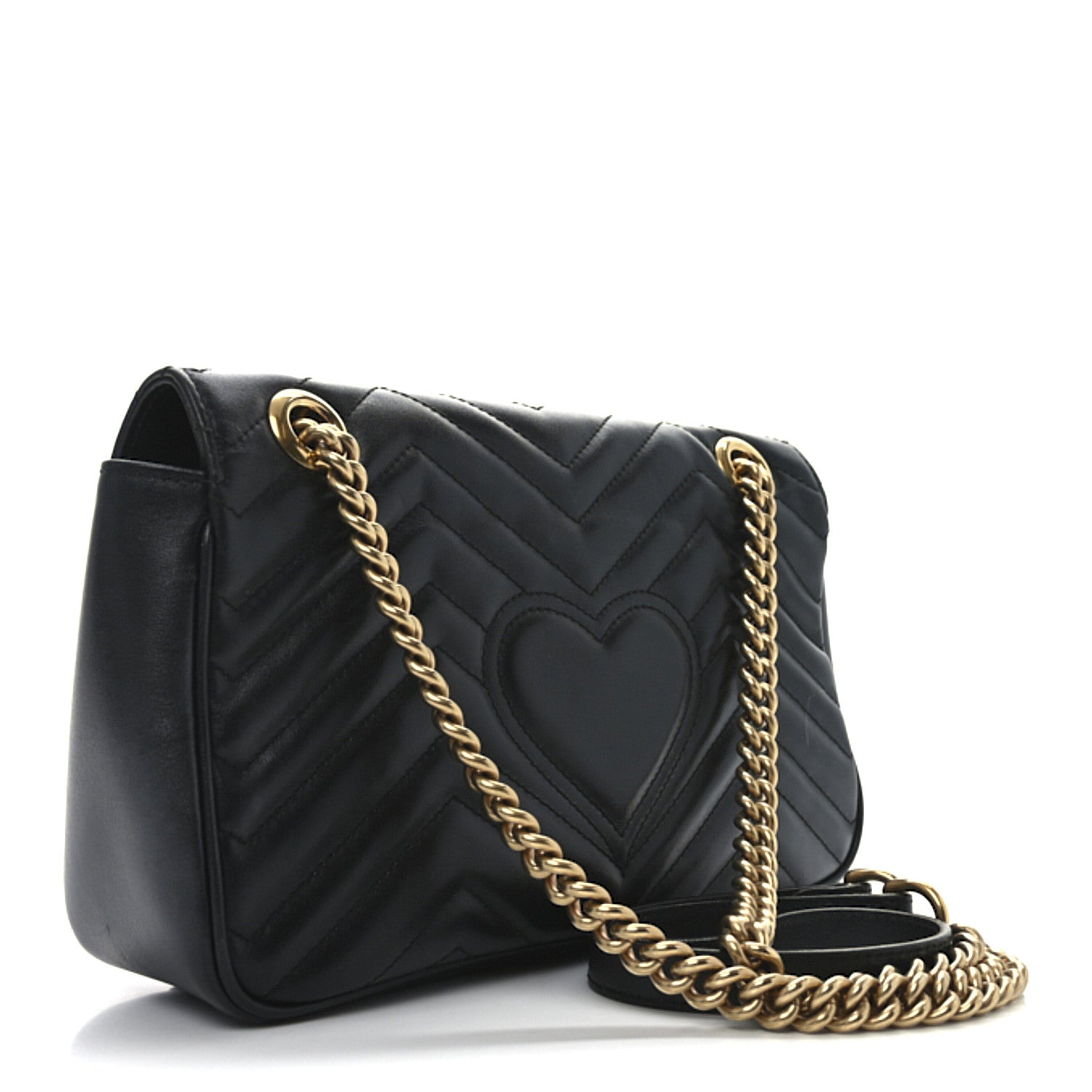 Gucci Calfskin Matelasse Small GG Marmont Shoulder Bag Black 3 of 10