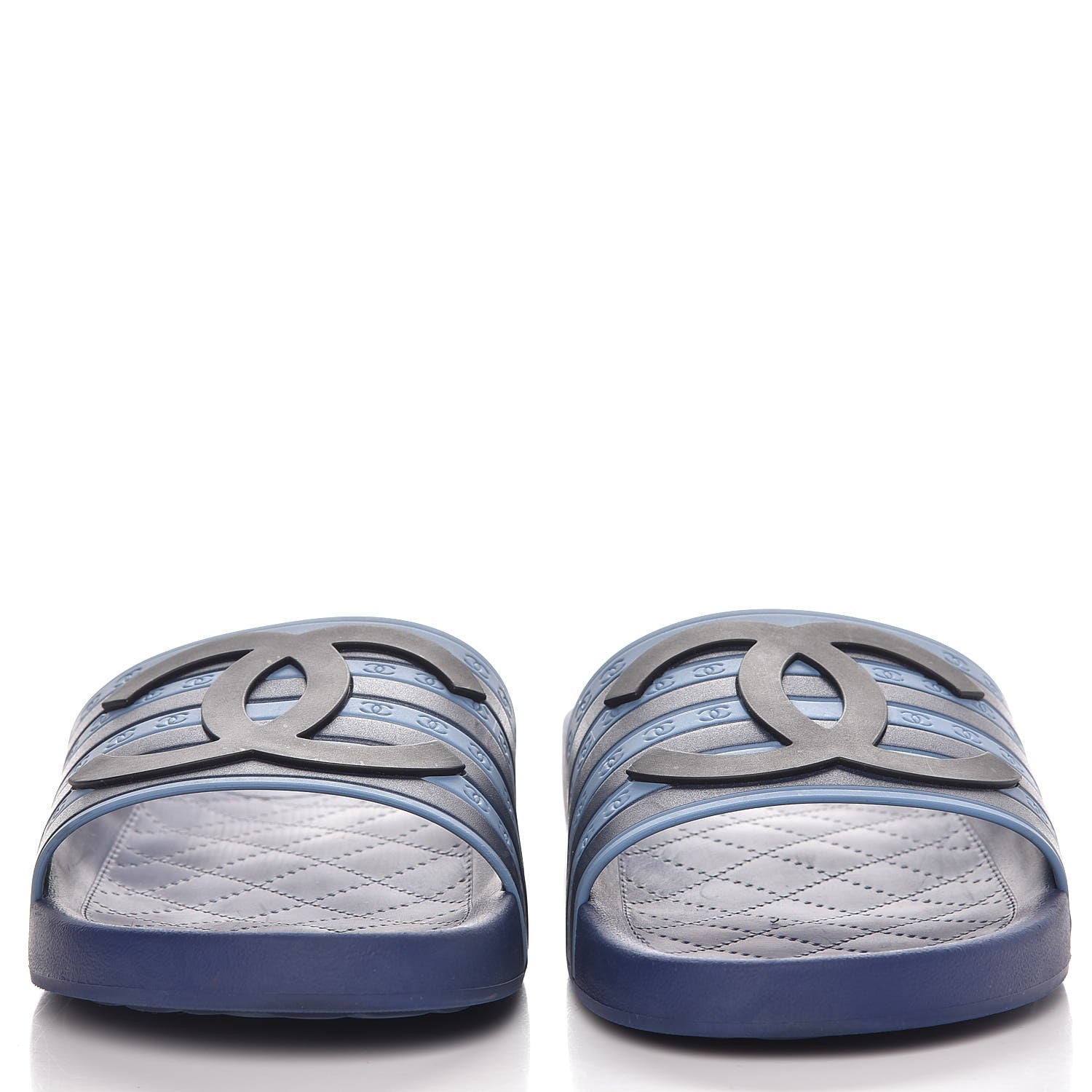 Chanel Rubber CC Flat Slide Sandals 40.5 Blue 3 of 11
