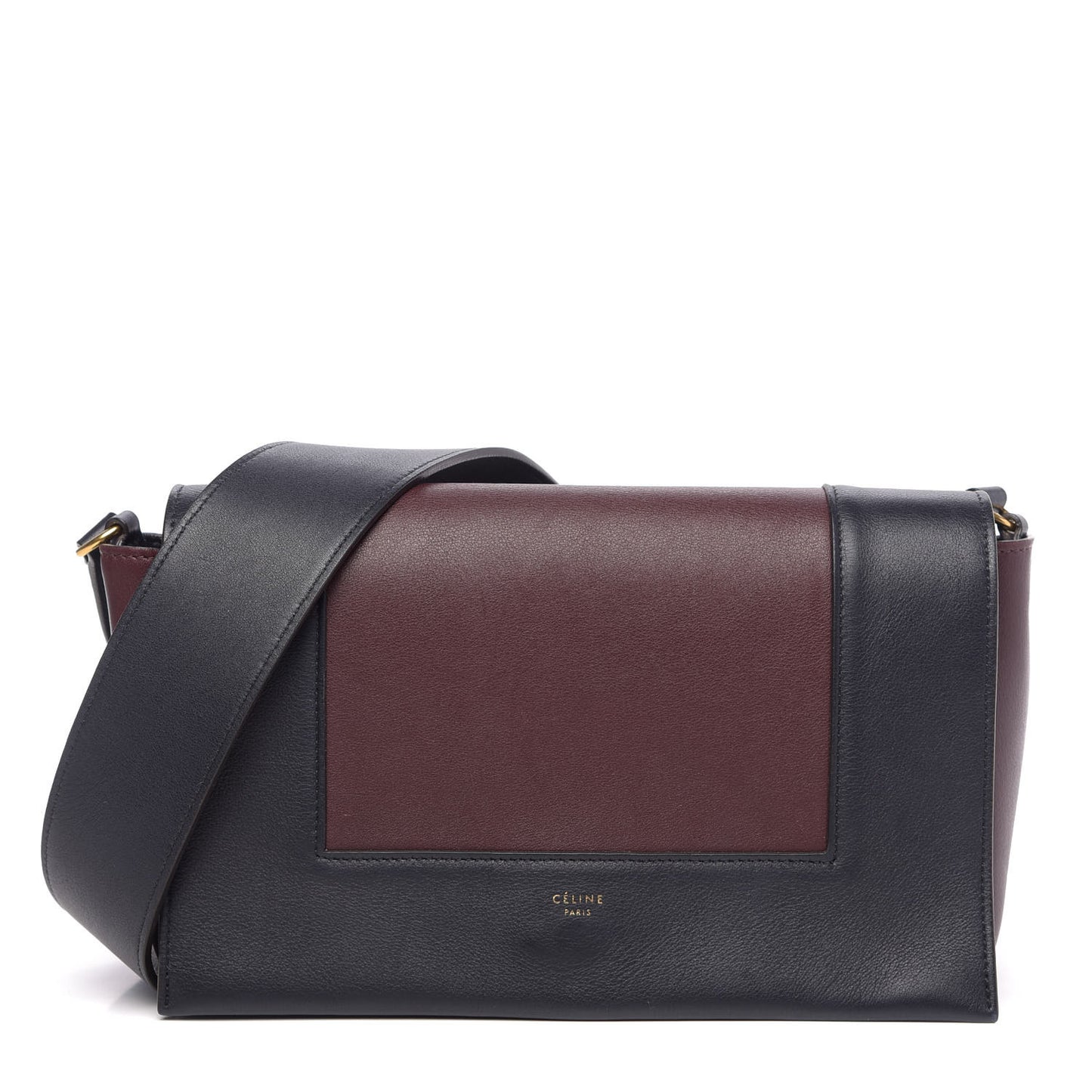 Shiny Smooth Calfskin Medium Frame Shoulder Bag Steel Blue Plum