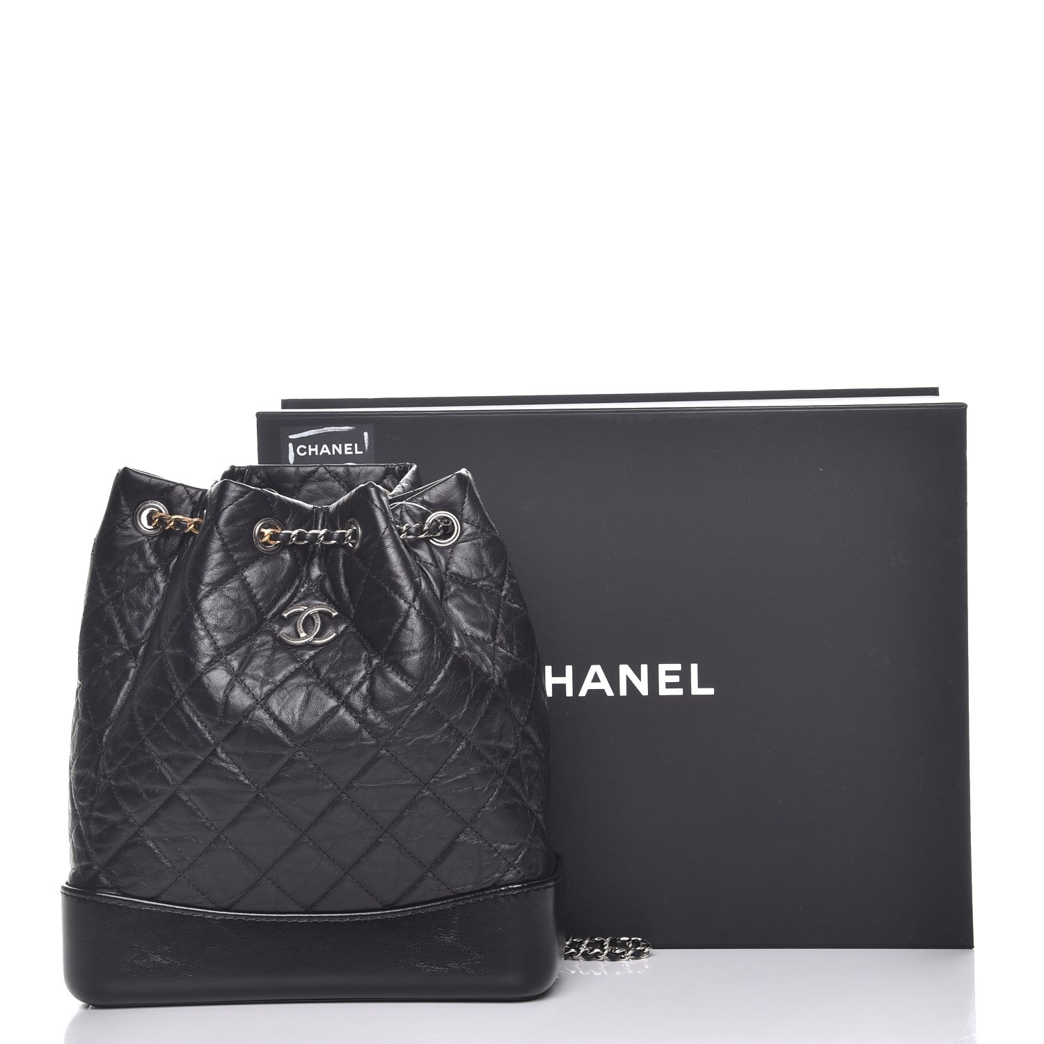 Chanel Aged Calfskin Quilted Gabrielle Backpack Black 8 of 8