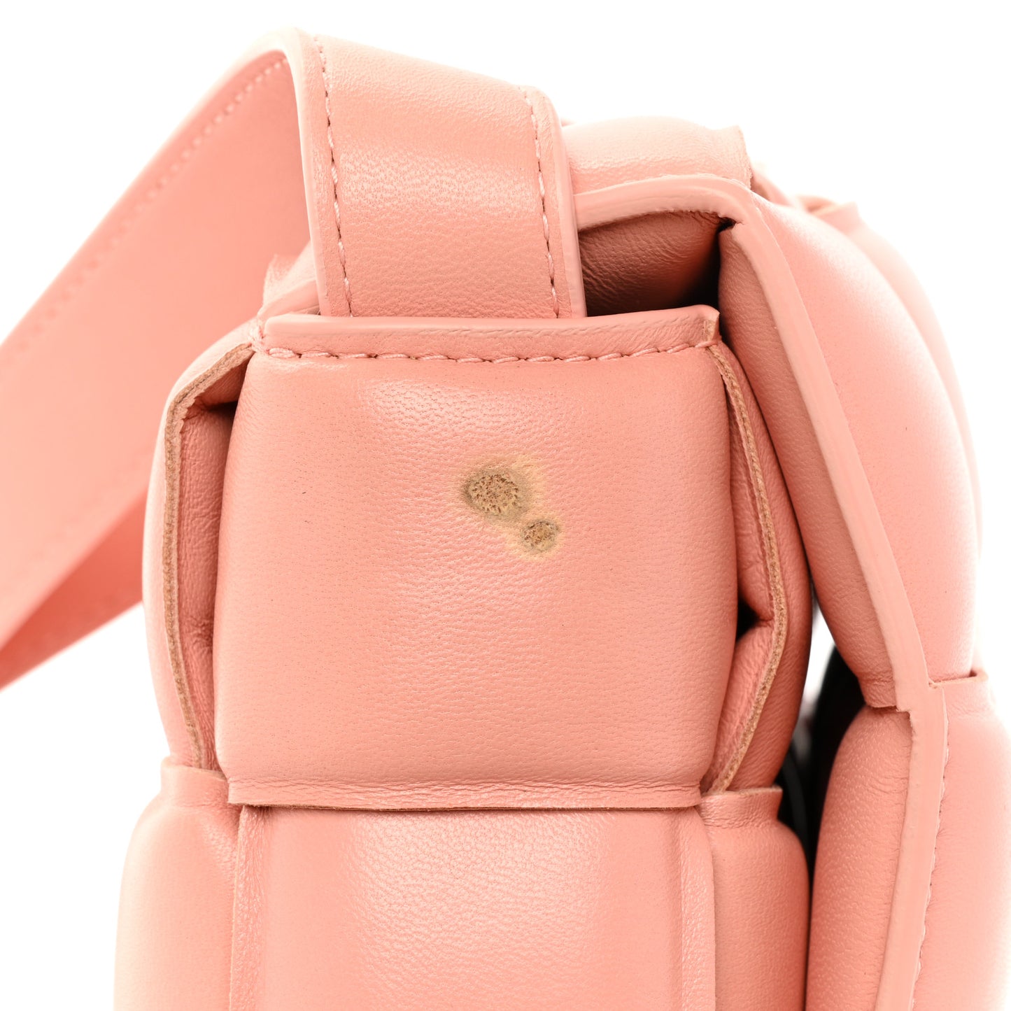 Nappa Maxi Intreccio Padded Cassette Crossbody Bag Peachy
