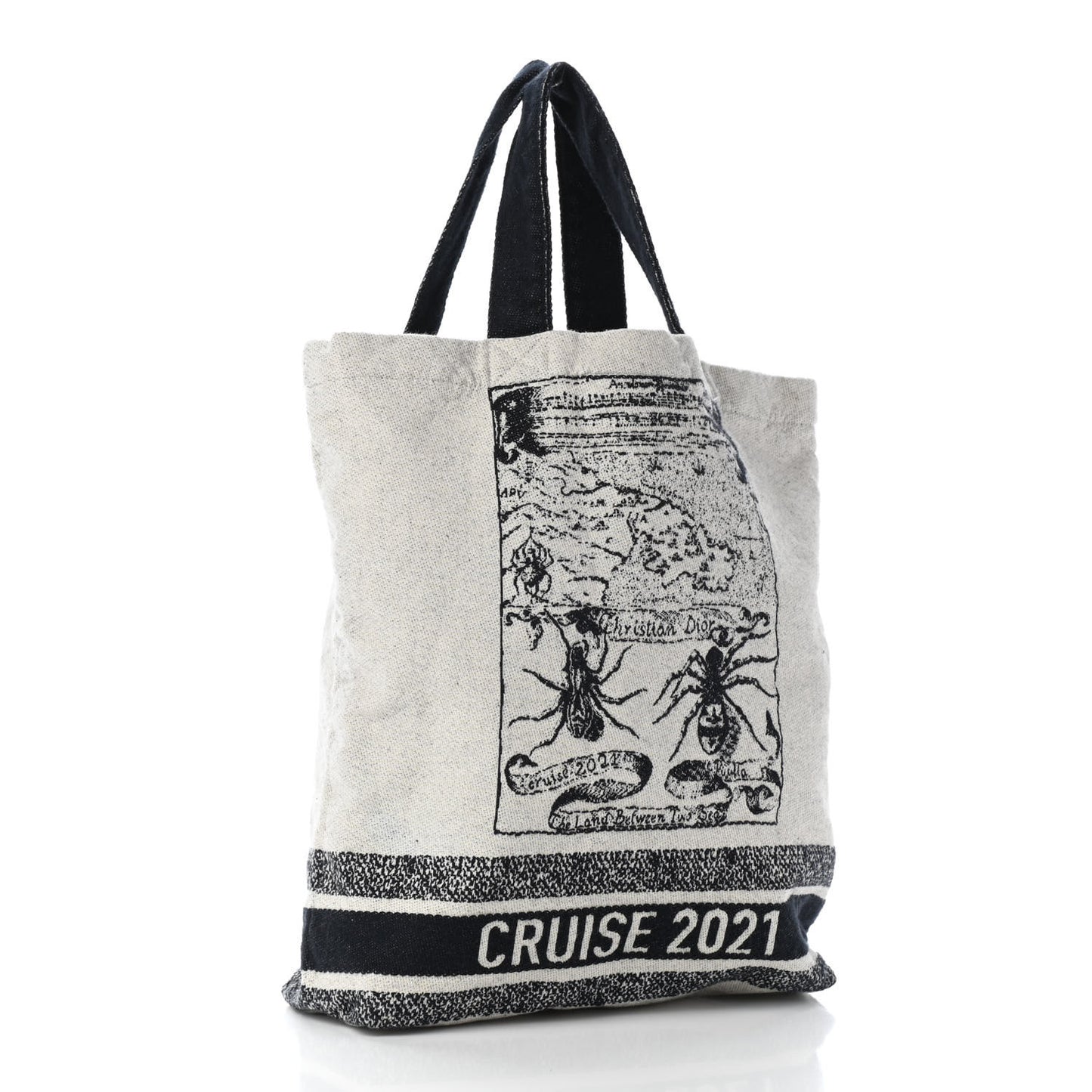 Canvas Print Cruise Tote Ivory Black