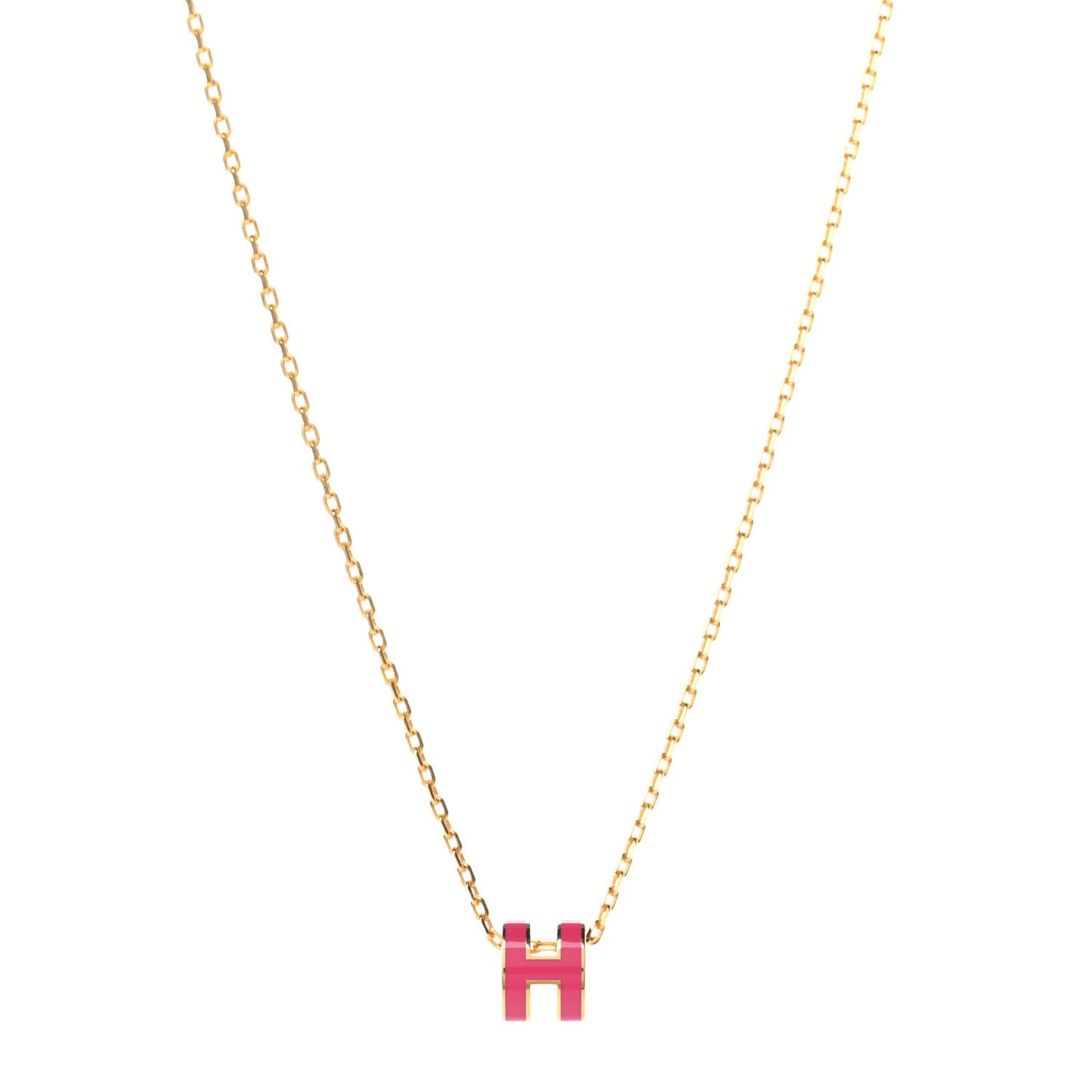 Lacquered Gold Mini Pop H Pendant Necklace Rose Extreme