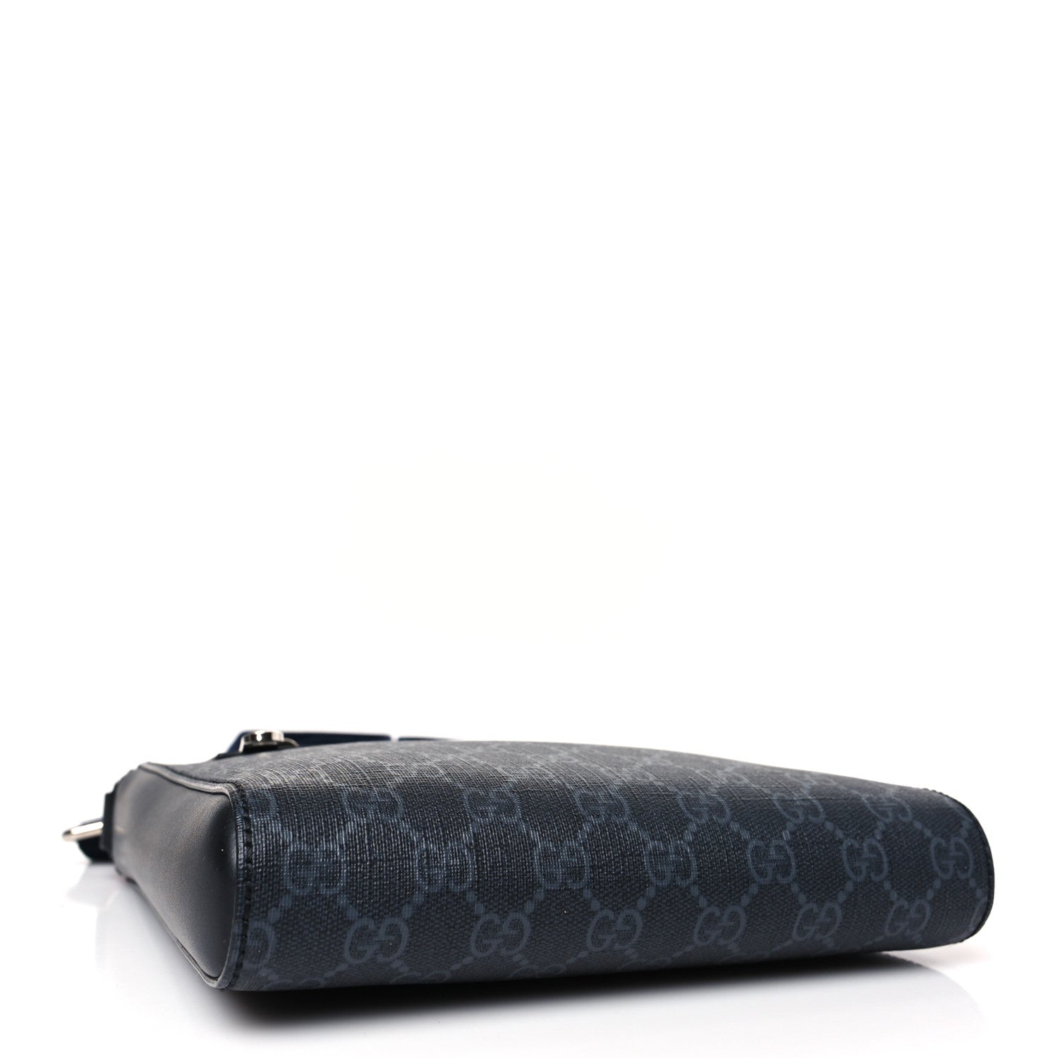 Gucci GG Supreme Monogram Web Small Flat Messenger Bag Black Grey 4 of 9