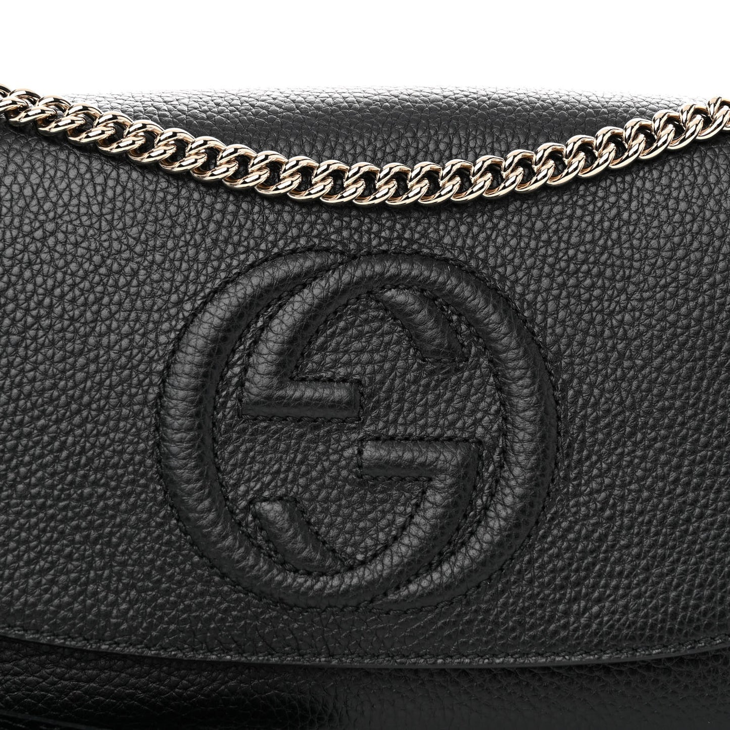 Pebbled Calfskin Medium Soho Flap Crossbody Black