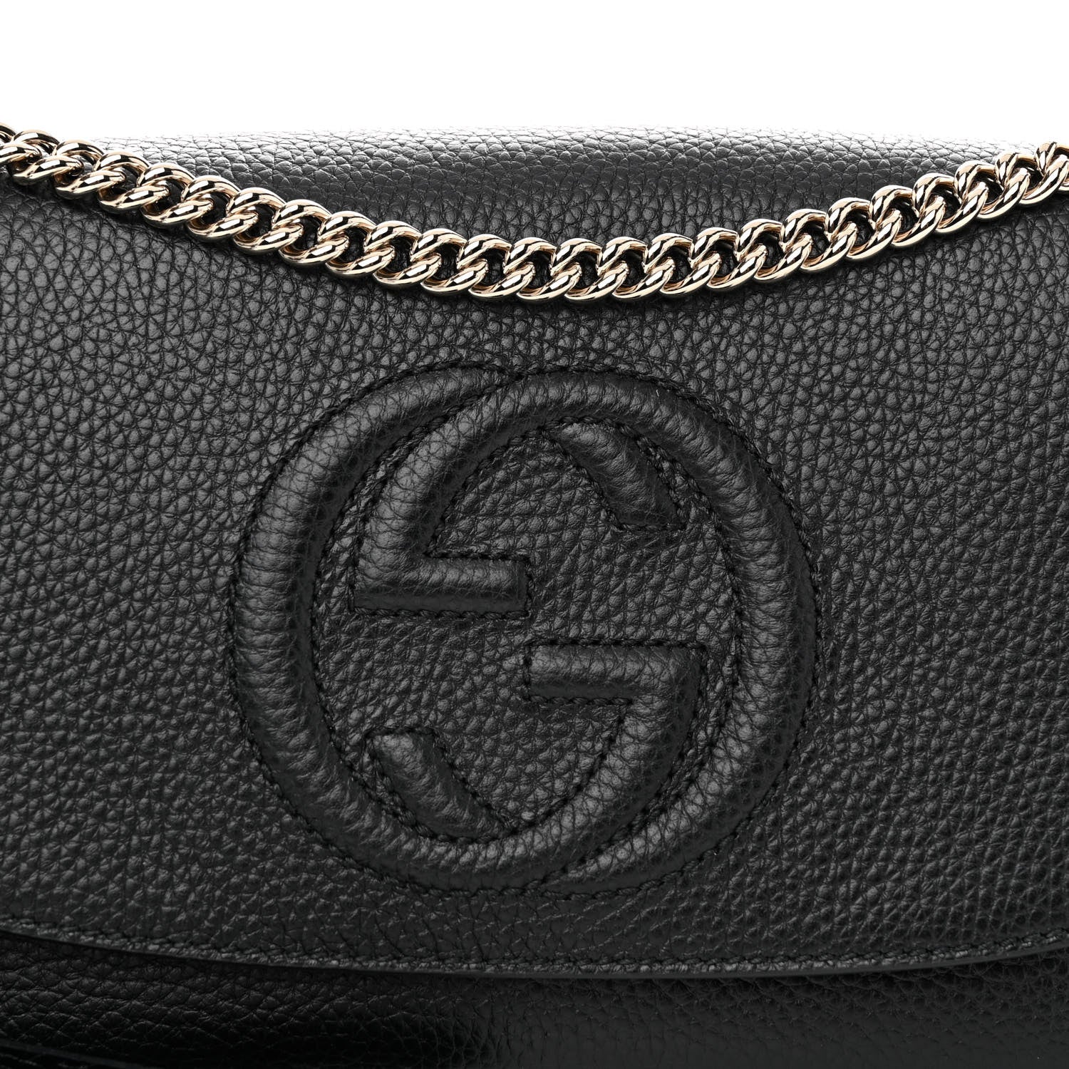 Gucci Pebbled Calfskin Medium Soho Flap Crossbody Black 8 of 10