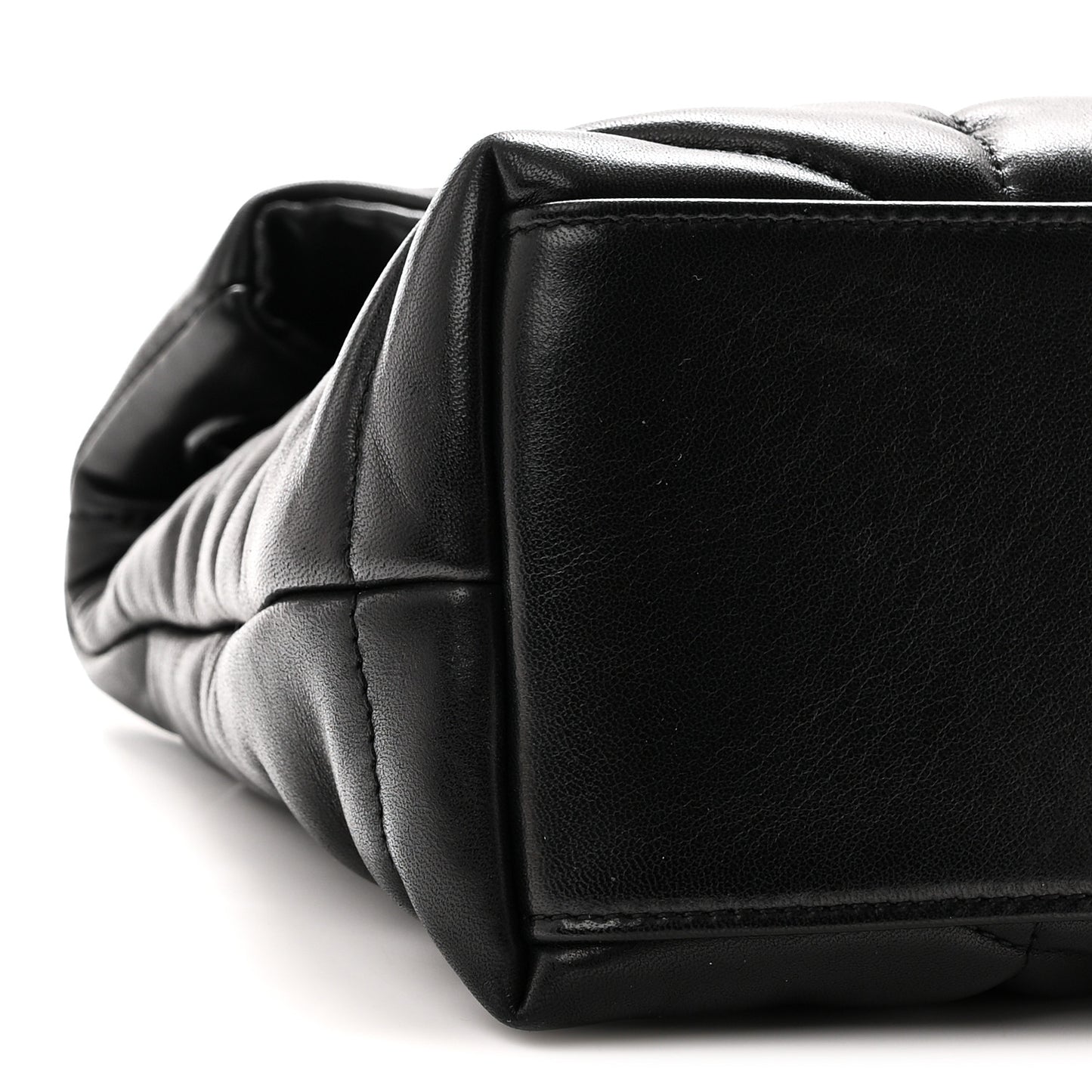 Lambskin Quilted Monogram Monochrome Small Loulou Puffer Chain Satchel Black