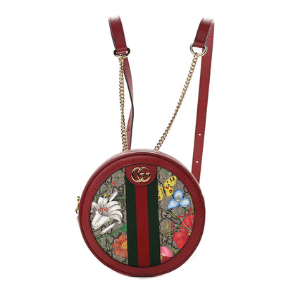 Gucci GG Supreme Monogram Web Flora Mini Ophidia Round Backpack Red 1 of 9
