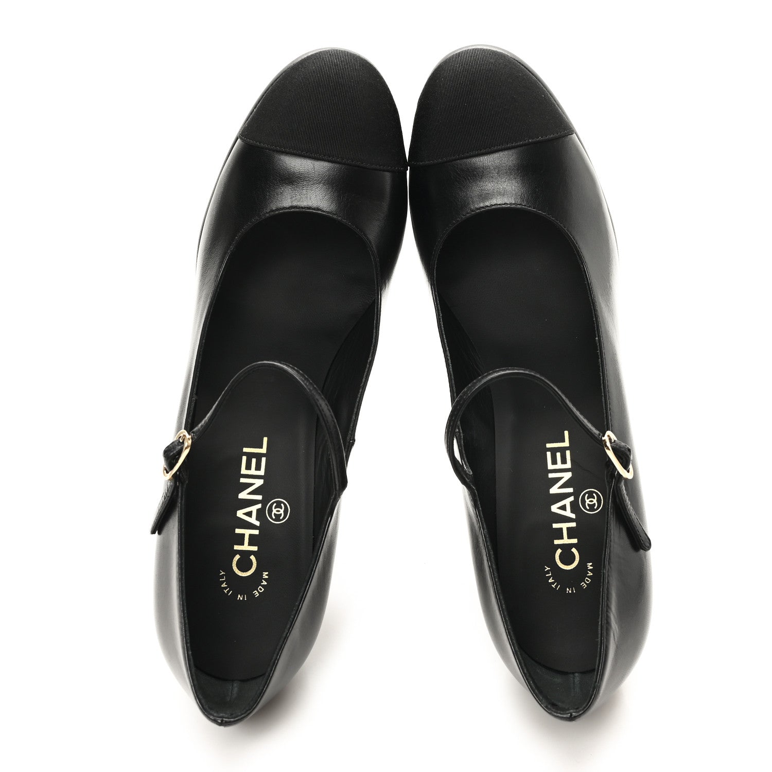 Chanel Goatskin Grosgrain Cap Toe Mary Jane Pumps 39.5 Black 2 of 10