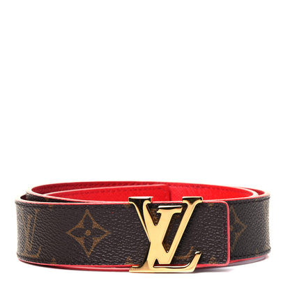 Louis Vuitton Calfskin Monogram LV Initiales Reversible Belt 80 32 Red 1 of 3