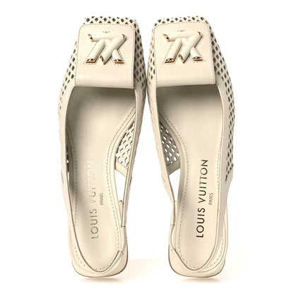 Louis Vuitton Calfskin Perforated Shake Slingback Pumps 35.5 Creme Beige 2 of 11