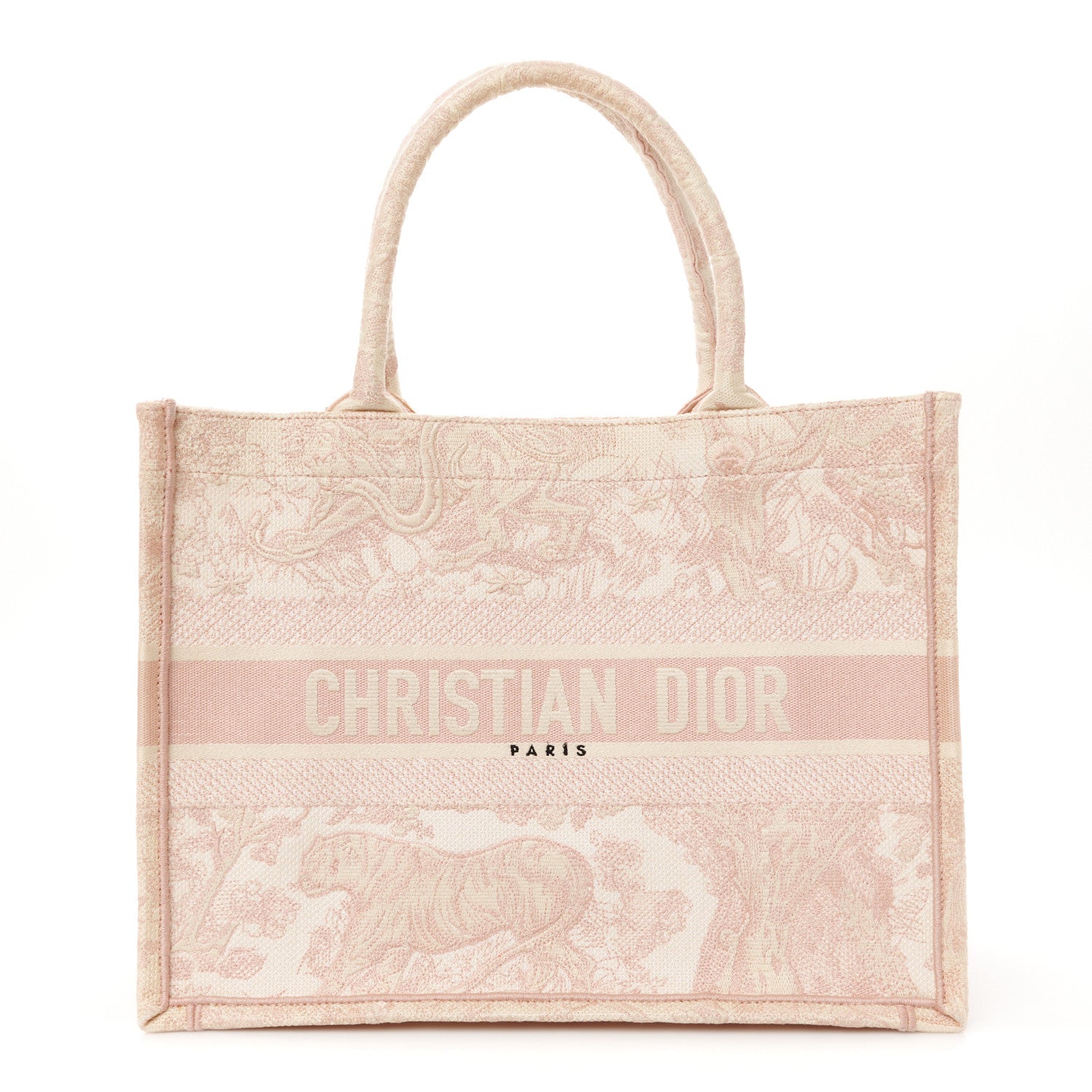 Christian Dior Canvas Embroidered Medium Dioriviera Toile De Jouy Book Tote Rose 1 of 10