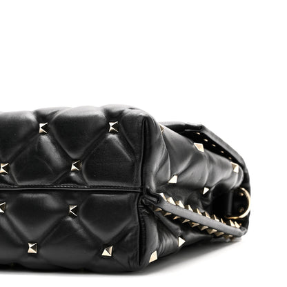 Valentino Garavani Lambskin VLTN Print Candystud Top Handle Bag Black 8 of 8