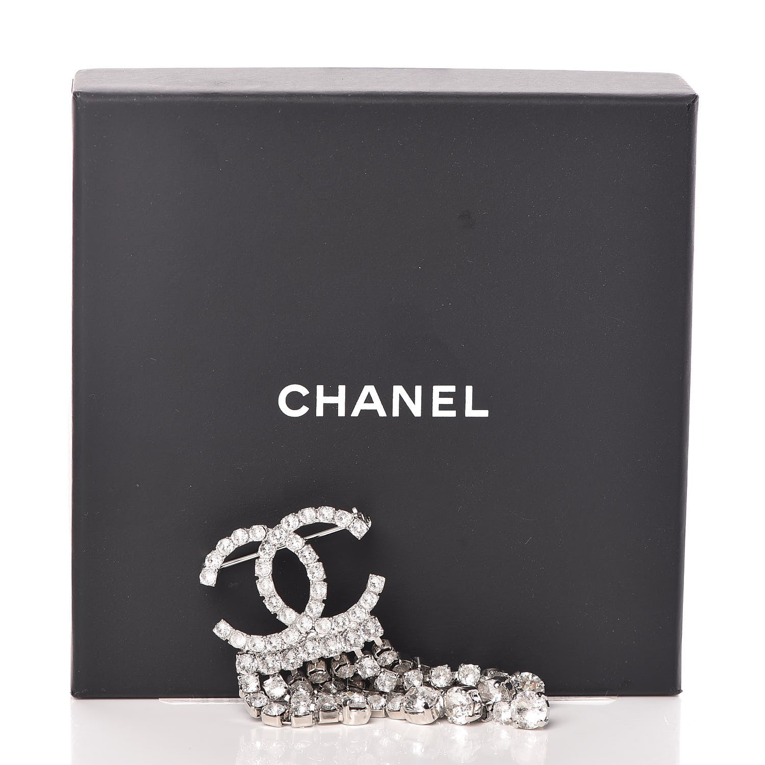 Chanel Crystal Fringe CC Brooch Silver 5 of 5