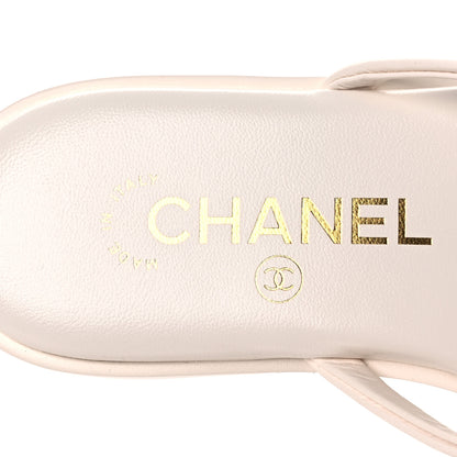 Chanel Goatskin CC Times Square Thong Sandals 35 White 9 of 11