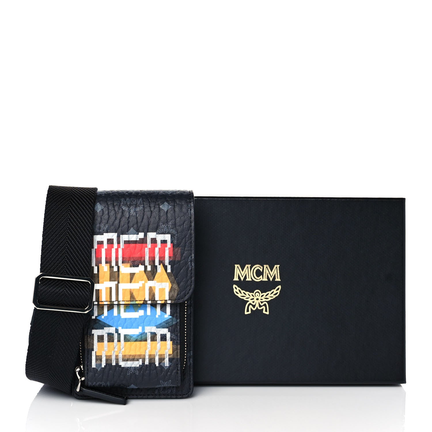 MCM Visetos Geo Graffiti Phone Case Crossbody Black 8 of 8