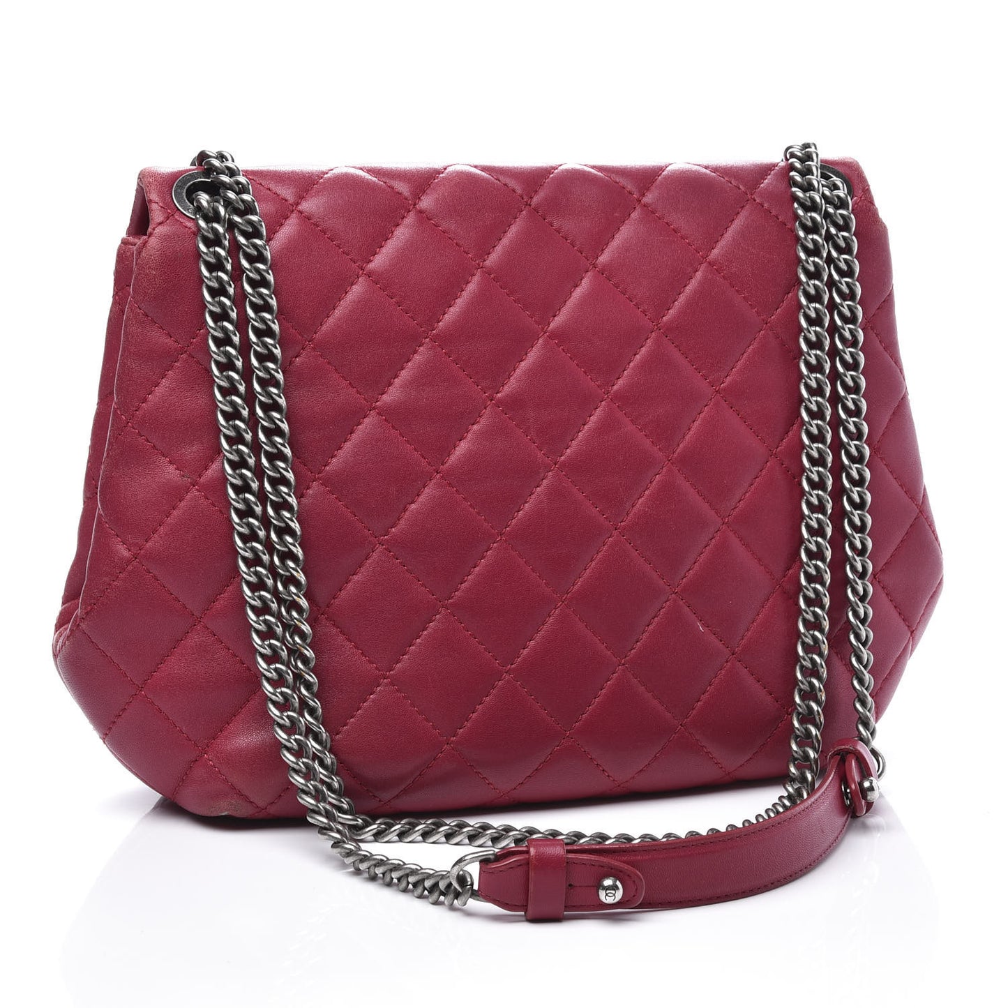Lambskin Quilted Large Daily Supple Flap Dark Pink