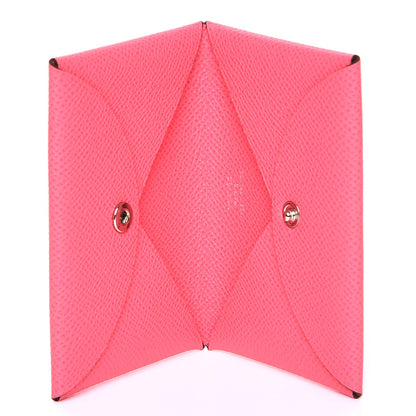 Hermes Epsom Calvi Card Case Rose Azalee 5 of 8