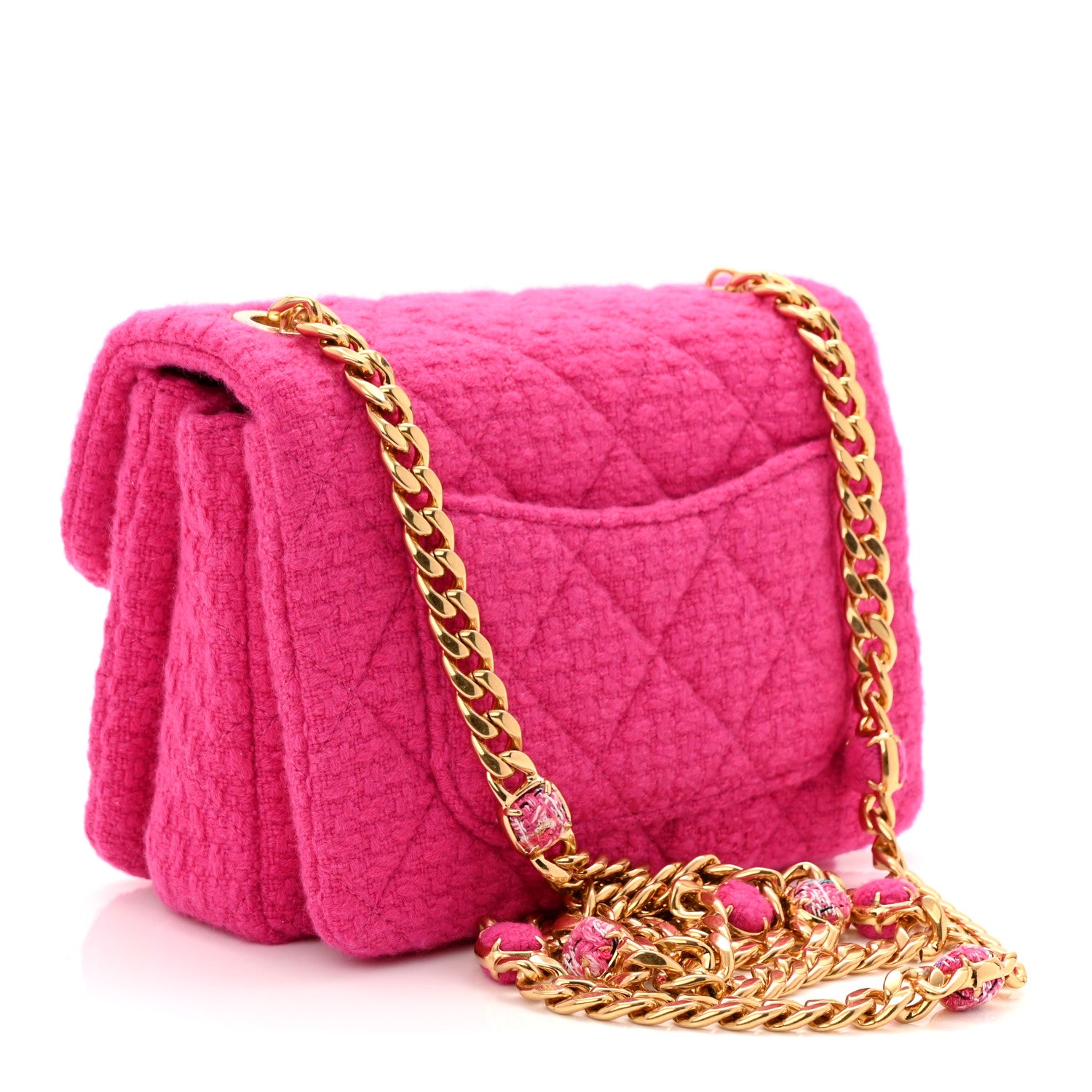 Chanel Cashmere Tweed Quilted Mini Bijoux Flap Fuchsia 3 of 11
