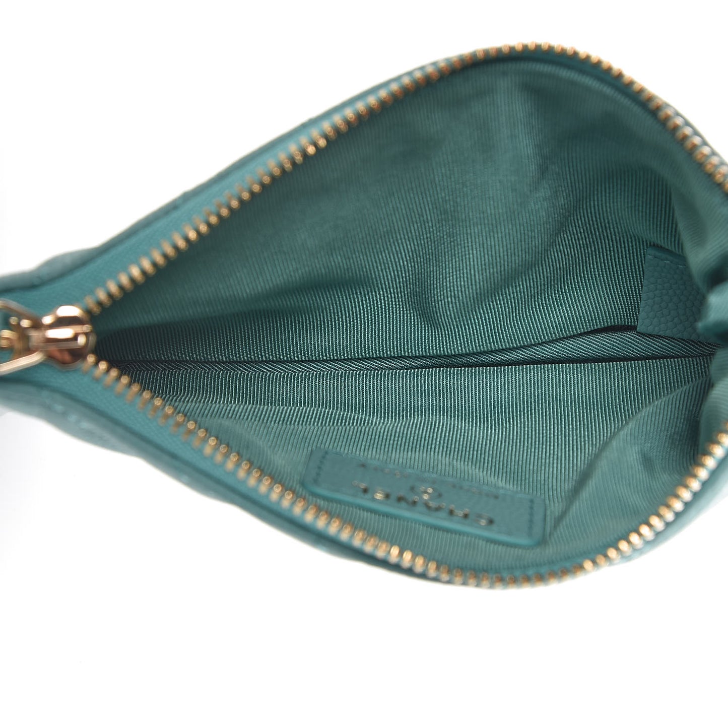 Caviar Chevron Quilted Small Cosmetic Case Light Blue