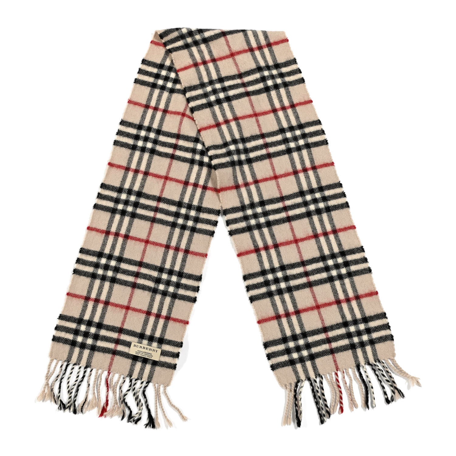 Burberry Wool Cashmere House Check Fringe Scarf 2 of 4