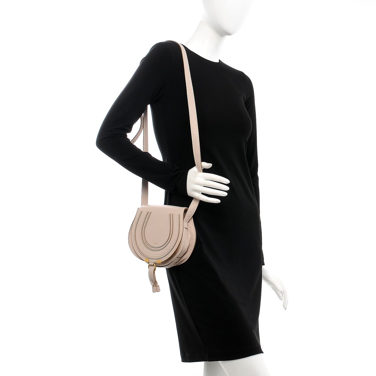 Calfskin Mini Marcie Round Crossbody Bag Abstract White