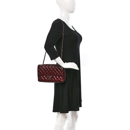 Chanel Patent Calfskin Quilted Medium Double Flap Burgundy 2 of 13