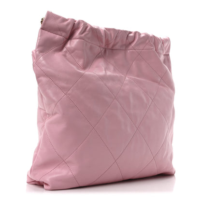 Chanel Shiny Calfskin Quilted Chanel 22 Drawstring Bag Pink 4 of 11