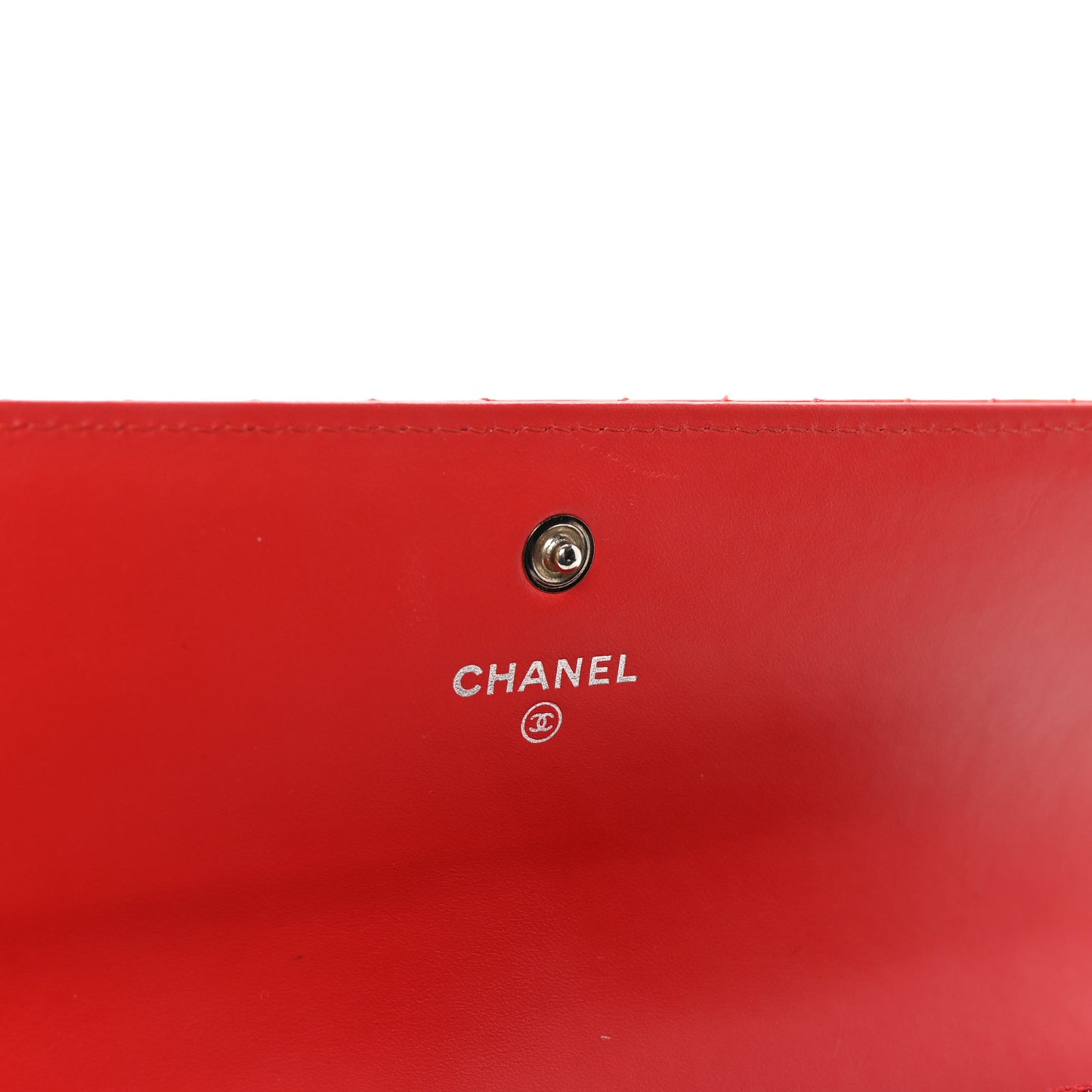 Patent Chevron Quilted Large Gusset Flap Wallet Red