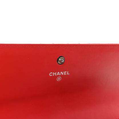 Chanel Patent Chevron Quilted Large Gusset Flap Wallet Red 6 of 8
