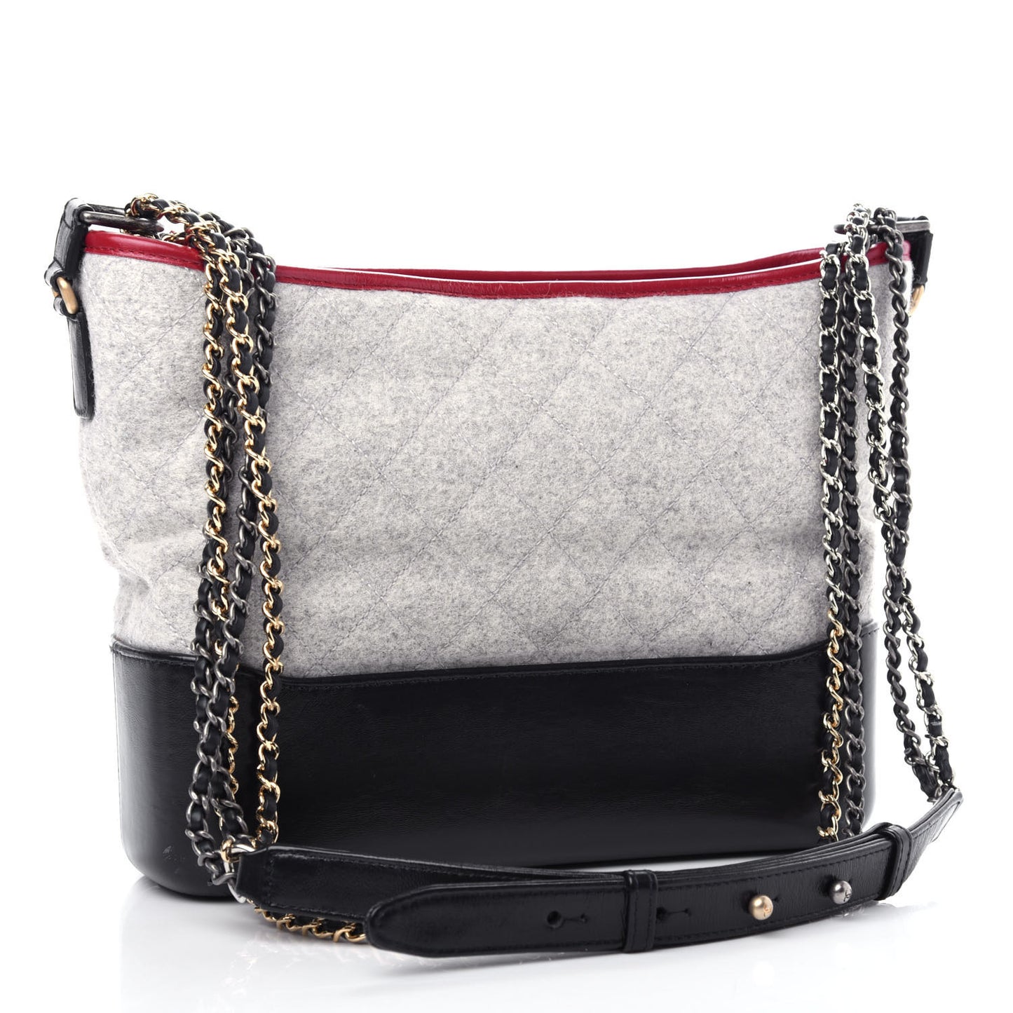 Wool Calfskin Quilted Medium Gabrielle Hobo Navy