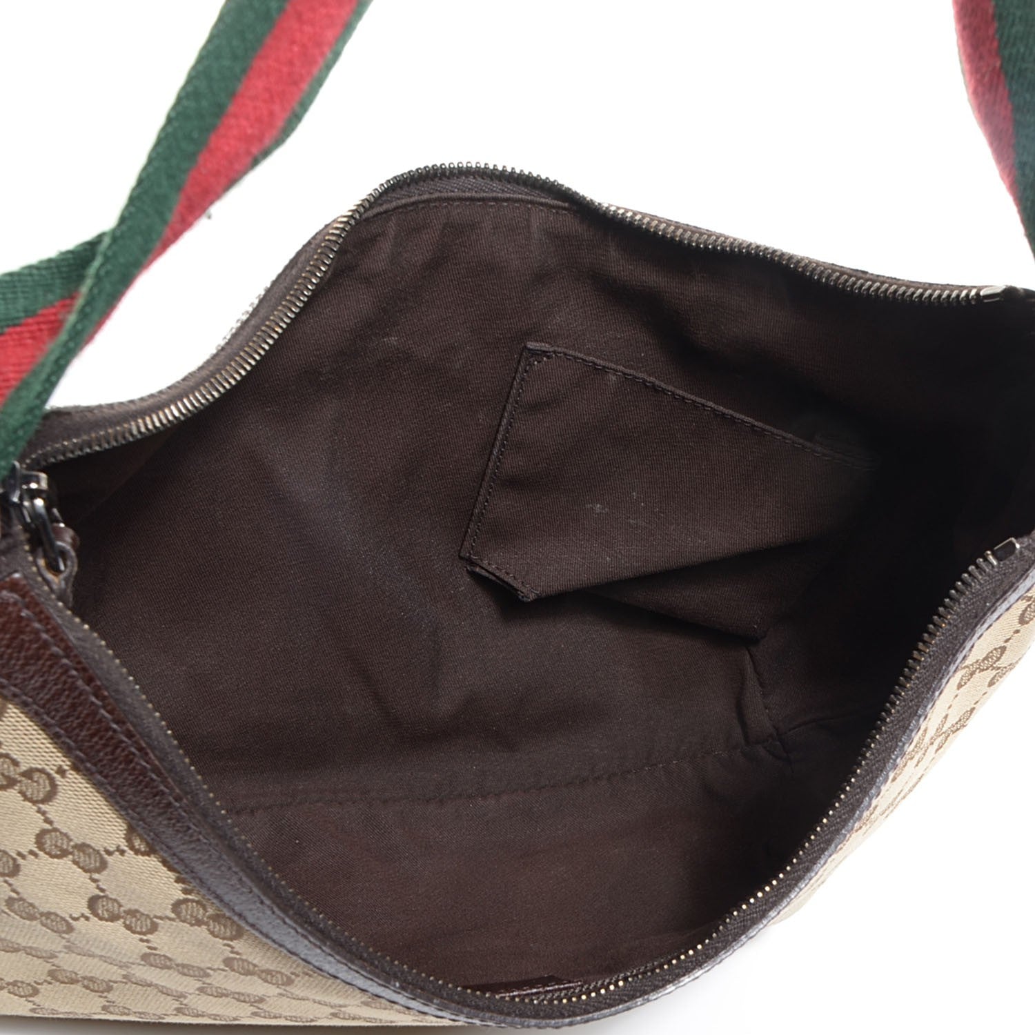 Gucci Monogram Web Medium Half Moon Hobo Dark Brown 5 of 7