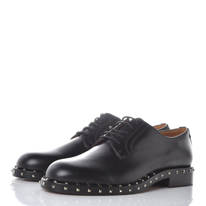 Valentino Garavani Matte Calfskin Soul Rockstud Derby Loafers 39 Black 3 of 8