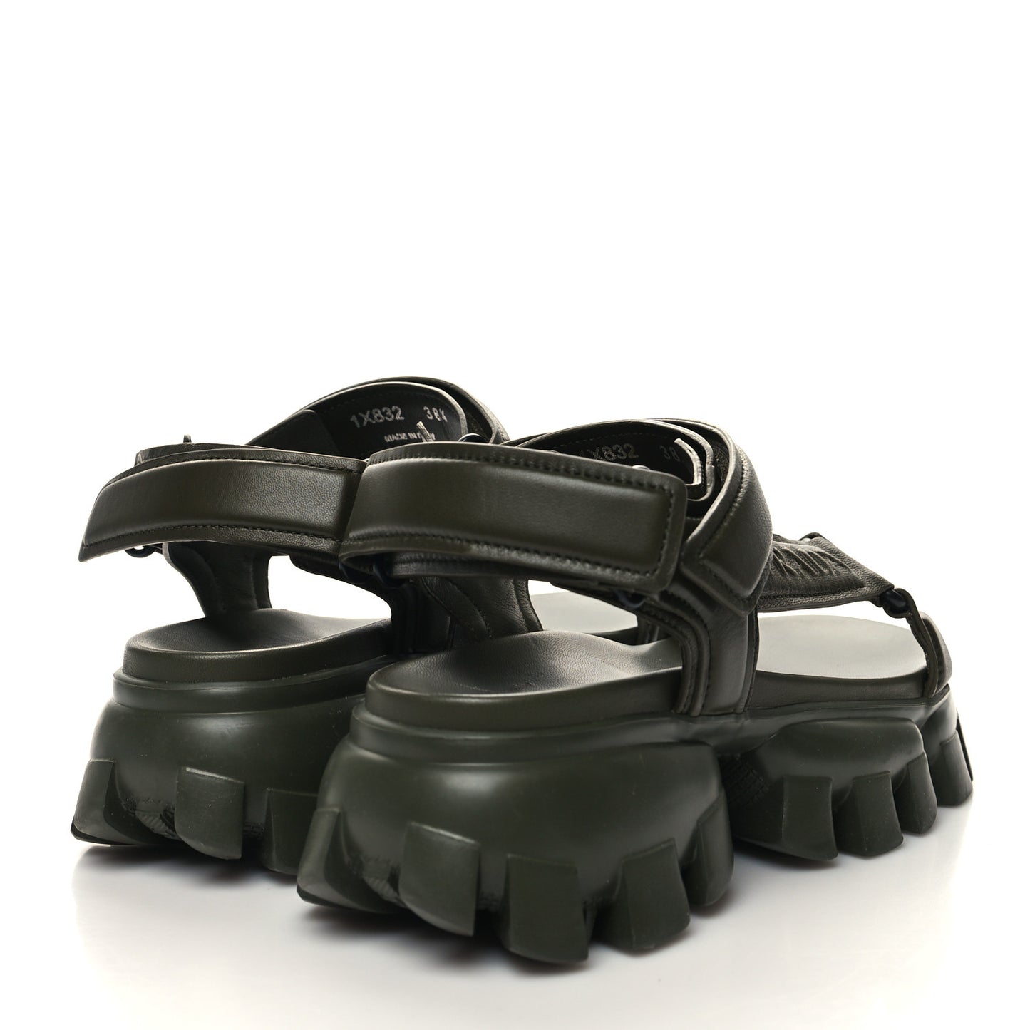 Nappa Logo Embossed Thunder Sole 50mm Sport Sandals 38.5 Militare