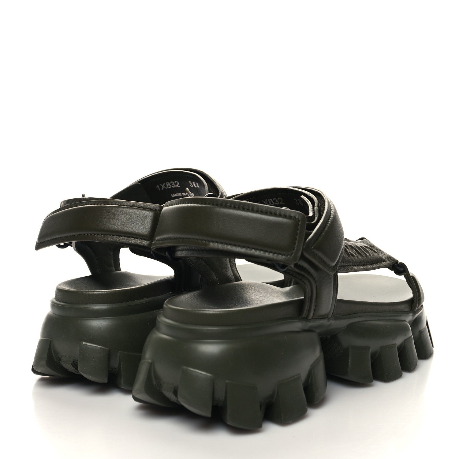 Prada Nappa Logo Embossed Thunder Sole 50mm Sport Sandals 38.5 Militare 4 of 8