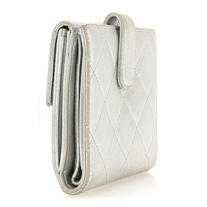 Chanel Metallic Lambskin Quilted Compact French Flap Wallet Silver 3 of 10