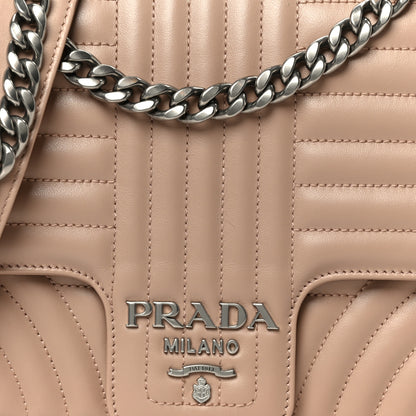 Prada Soft Calfskin Impunture Diagramme Medium Chain Flap Shoulder Bag Cipria 8 of 10