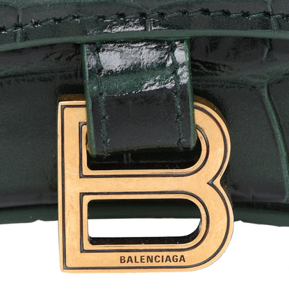 Balenciaga Shiny Calfskin Crocodile Embossed Hourglass Top Handle Bag Mini Forest Green 8 of 8