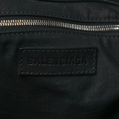 Balenciaga Cotton Canvas Calfskin Cities Paris Jumbo Small Tote Bag Black White 6 of 8