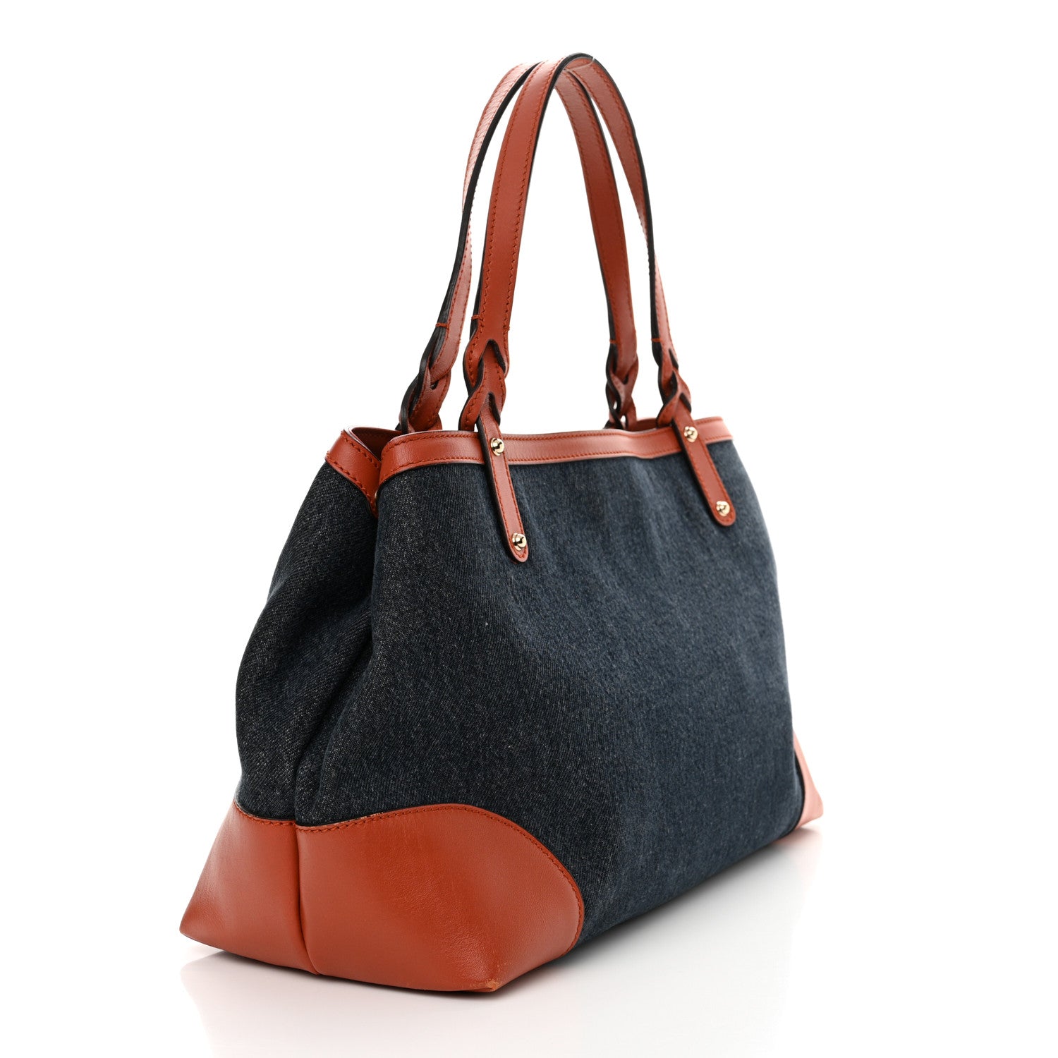 Gucci Denim Calfskin Tote Orange 3 of 17