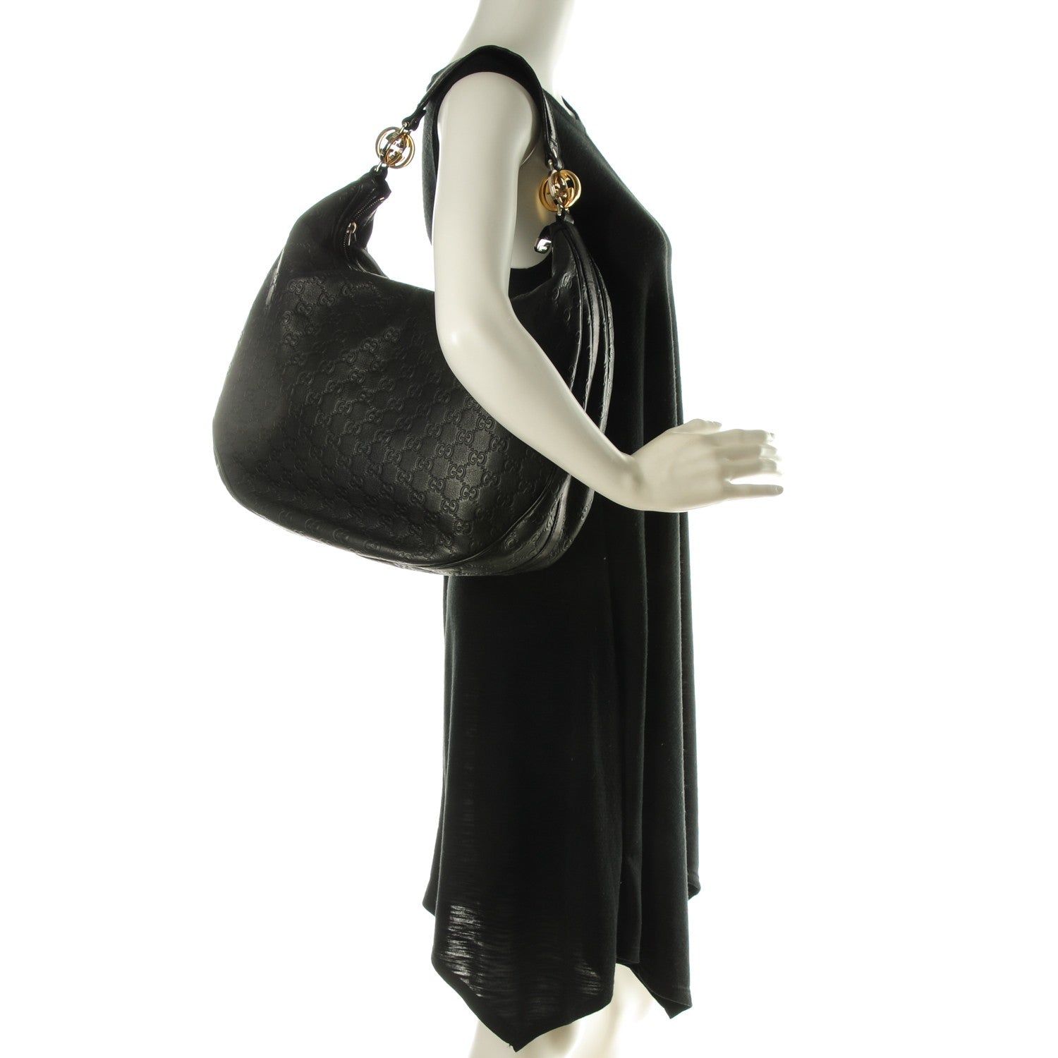 Gucci Guccissima Large GG Twins Hobo Black 2 of 9