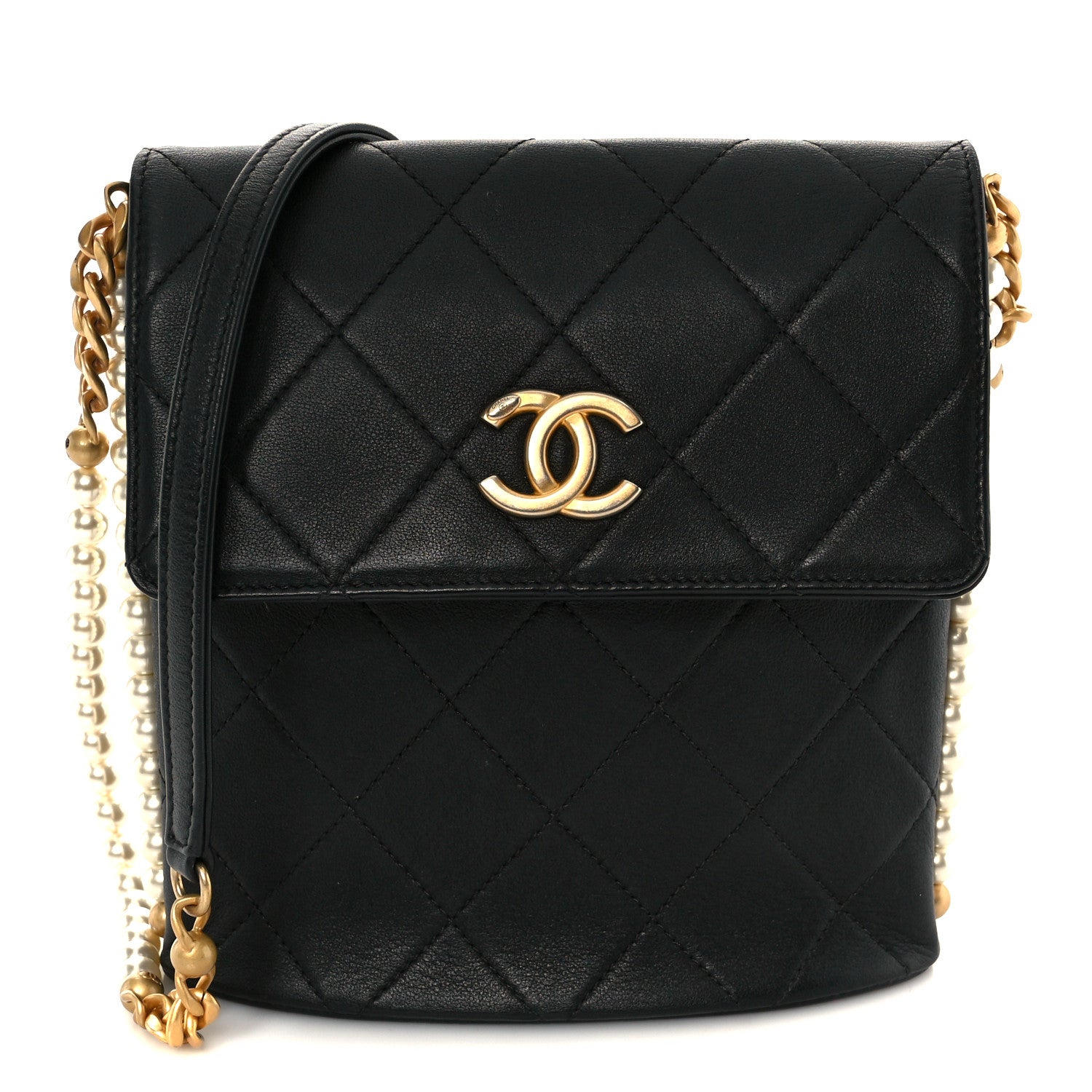 Chanel Calfskin Quilted Pearl Small About Pearls Hobo Bag Black 1 of 10